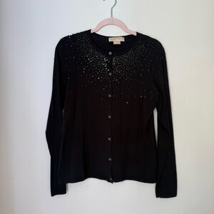 Michael Kors Black Sequin Embellished Cardigan Sweater – Size L